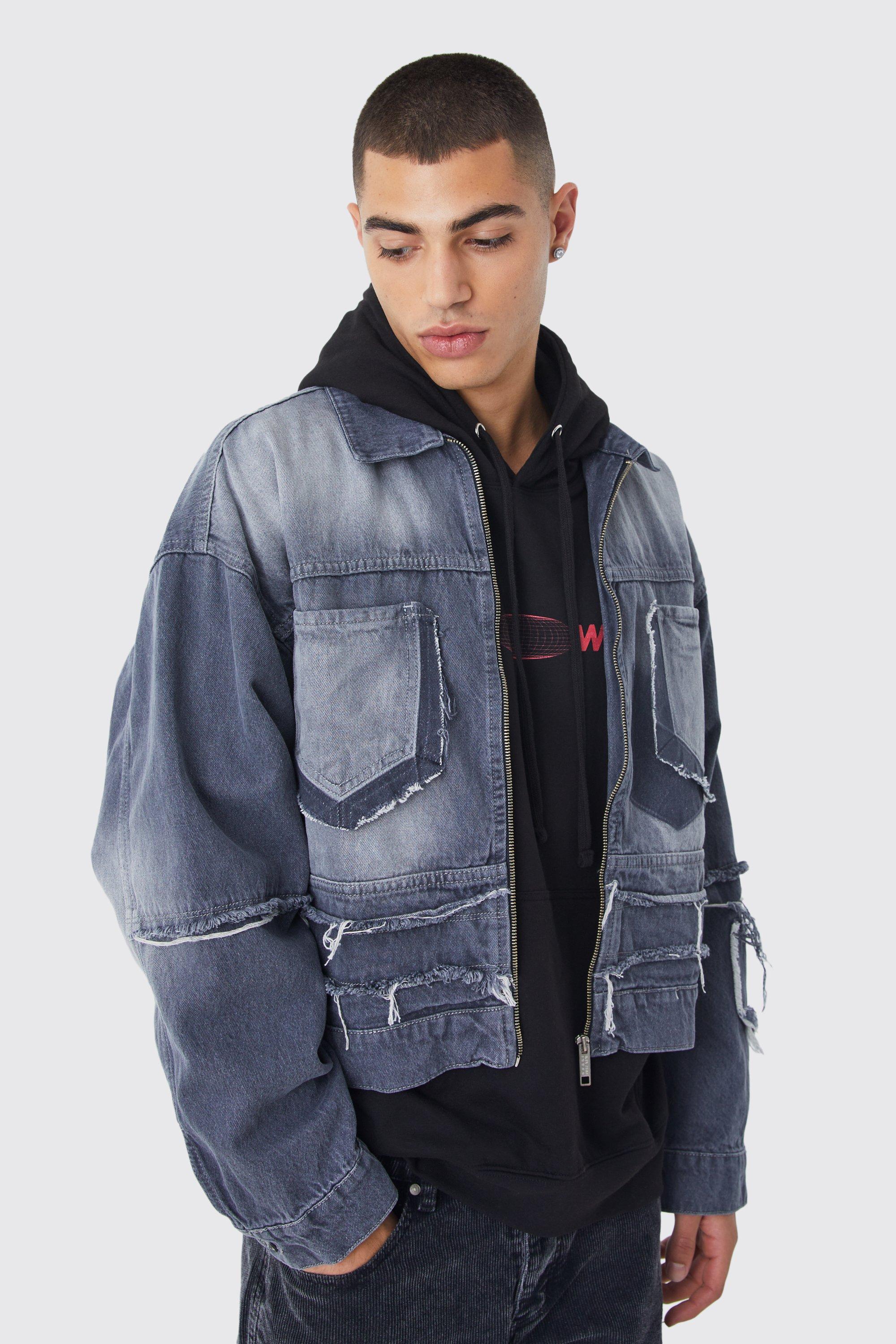 Mens denim sales jacket boohoo